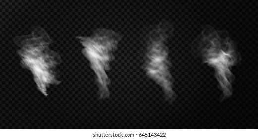 Vector realistic isolated smoke effect on the transparent background. Realistic fog or cloud for decoration.