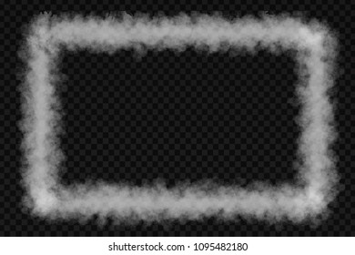 Vector realistic isolated smoke frame for decoration and covering on the transparent background.
