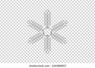 Vector realistic isolated Snowflake for decoration and covering on the transparent background. Concept of Happy New Year and Merry Christmas.