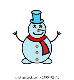 Vector realistic isolated Snowman for decoration and covering on the transparent background. Concept of Merry Christmas and Happy New Year.