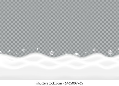 Vector realistic isolated soap foam for template decoration and layout covering on the transparent background.