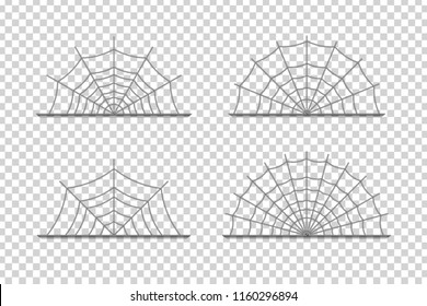 Vector realistic isolated spider web borders for decoration and covering on the transparent background. Concept of Happy Halloween.