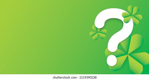 Vector realistic isolated St. Patrick's Day Quiz background with clovers and question mark on the green background.