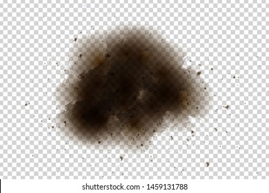 Vektorillustration realistischer Einzelfleck aus Schmutz für Vorlagendekoration auf transparentem Hintergrund. 