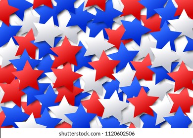 Vector realistic isolated stars confetti background for 4th of July for decoration and covering. Concept of Happy Independence Day in USA.