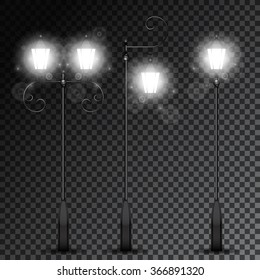 Vector realistic isolated street lanterns set. Vector illustration EPS 10.