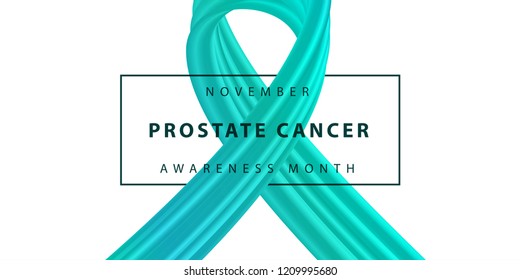 Vector realistic isolated template banner for November, Prostate cancer awareness month with blue abstract paint ribbon for decoration and covering on the white background.