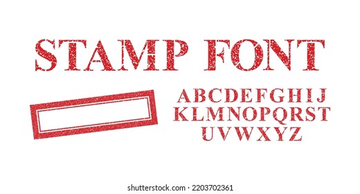 Vector Realistic Isolated Template For Red Rubber Stamp Design And Alphabet Font On The White Background.