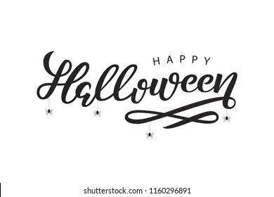 Vector realistic isolated typography for Halloween and spiders for decoration and covering on the white background. Concept of Happy Halloween.