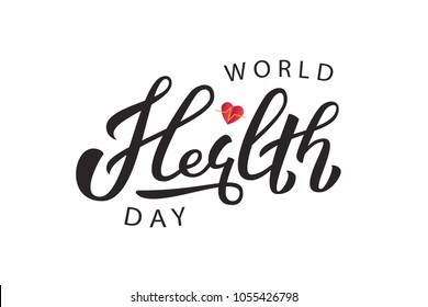 Vector realistic isolated typography logo for World Health Day with origami heart with heartbeat for decoration and covering on the white background. Concept of medicine and doctor profession.