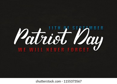 Vector realistic isolated typography logo for 11th September, Patriot Day in USA for decoration and covering on the dark background.