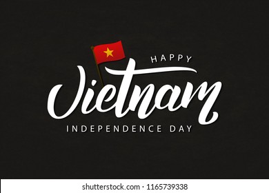 Vector realistic isolated typography logo for Vietnam Independence Day for decoration and covering on the dark background.