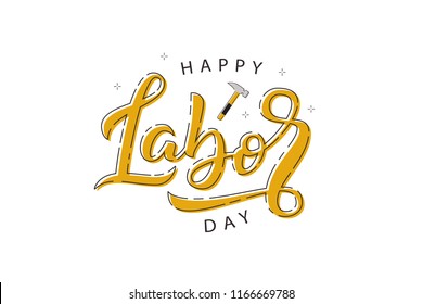 Vector realistic isolated typography logo for Labor Day in USA with thin line art design for decoration and covering on the white background. Concept of Happy Labour Day.