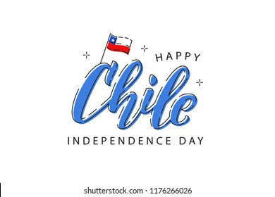 Vector realistic isolated typography logo for Independence Day in Chile with thin line art design for decoration and covering on the white background. Concept of Felices Fiestas Patrias.