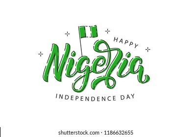 Vector realistic isolated typography logo for Happy 1st October Nigeria Independence Day with thin line design for decoration and covering on the white background.