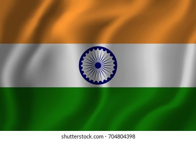 Vector Realistic Isolated Waving Indian Flag Stock Vector (Royalty Free ...