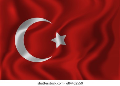 Vector realistic isolated waving Turkish flag background for decoration and covering. Concept of Happy Zafer Bayrami, Victory Day in Turkey.