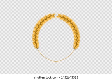 Vector realistic isolated Wheat frame for template decoration and covering on the transparent background. Concept of bakery, organic food and harvest.