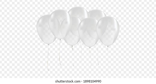 Vector realistic isolated white balloon for celebration and decoration on the transparent background. Concept of happy birthday, anniversary and wedding.