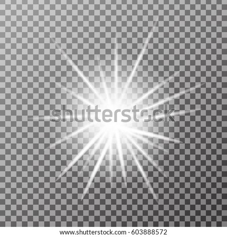 Vector realistic isolated white light effect on the transparent background.