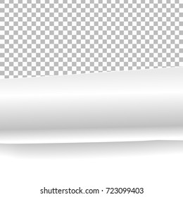 Vector realistic isolated white paper page curl on the transparent background.