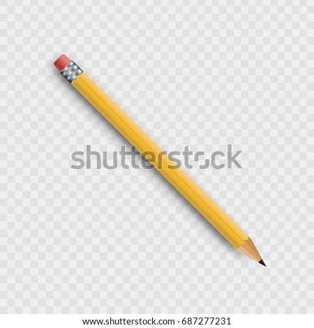 Vector realistic isolated wooden yellow pencil on the transparent background for decoration and covering.