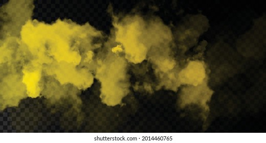 Vector realistic isolated Yellow Smoke effect for decoration and covering on the transparent background.
