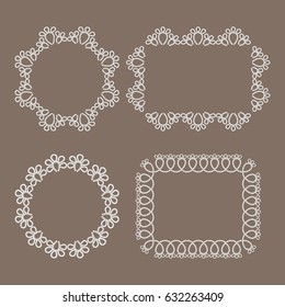 Vector realistic lacy design elements, can be used as napkins, borders, ribbons and other decorations. Lacy seamless brushes included. Vector illustration