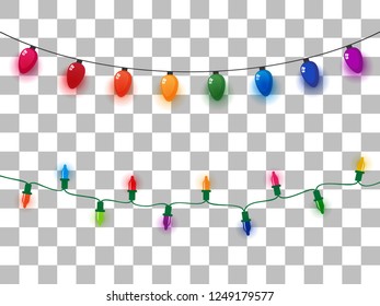 vector realistic lantern garland on plaid background