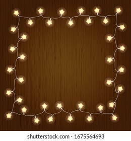garland vectorial realista sobre fondo de madera