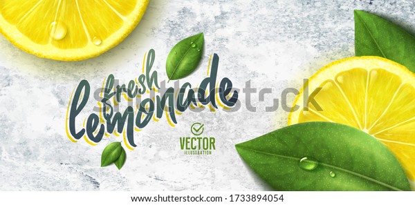 Vector Realistic Lemon Illustration Leaves On Stock Vector (Royalty ...