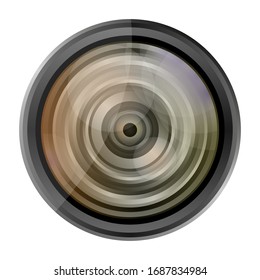 Vector realistic lens icon for camera on background