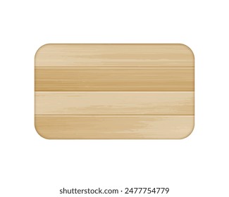 Placa rectangular de madera marrón claro realista de Vector. Cartel de textura de madera aislado sobre fondo blanco. Marco de madera envejecido vacío 3d para el signo del juego, Anuncio de madera natural, menú, mensaje vintage