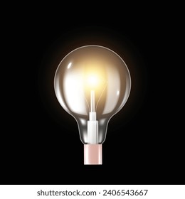 Vector realistic light bulb with electricity.