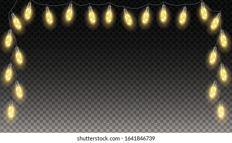 Vector realistic light bulb modern hanging frame.
