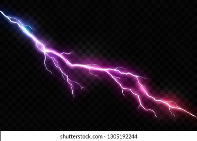Vector Realistic Lightning and Glowing Thunder Bolt