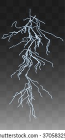 Vector realistic lightnings thunderbolt on transparent background. 4