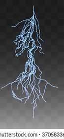 Vector realistic lightnings thunderbolt on transparent background. 8