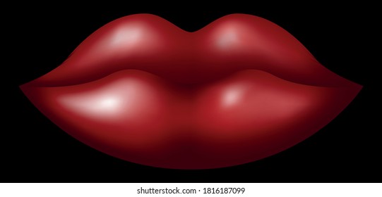 Los labios vectoriales realistas en estilo gráfico
