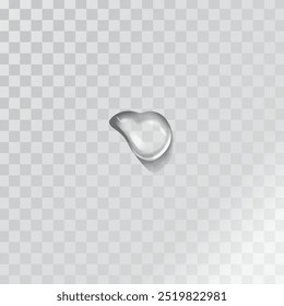 Vector realistic of liquid droplet different shapes. Pure aqua flows, clear water dew or condensation on cool glass surface. Fresh rain fall water drops isolated on transparent editable background