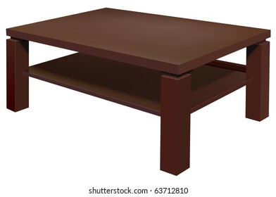 Vector Realistic Living Room Table On White Background