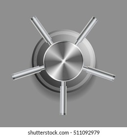Vector realistic lock safe on gray background. Savings concept.