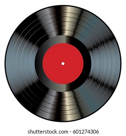 vector realistic long play vinyl record with blank red label