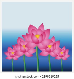 Vector realistic lotus flowers with background