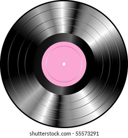 vector realistic LP vinyl record with blank rose label