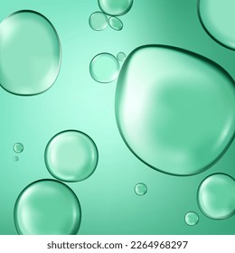 Vector Realistic Macro Beauty and Cosmetics Clear Gel or Foam Bubbles Element 3D Illustration for Poster, Book Cover or Advertisement Background.