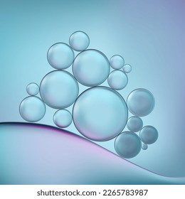 Vektorrealistische Makro-Beauty und Kosmetik Klare Gel- oder Schaumstoffblasen 3D-Illustration für Poster, Buchumschlag oder Werbehintergrund.