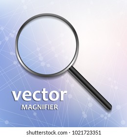 Vector realistic magnifier on soft light background.
