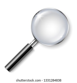 Vector realistic magnifying glass with shadow isolated on white background