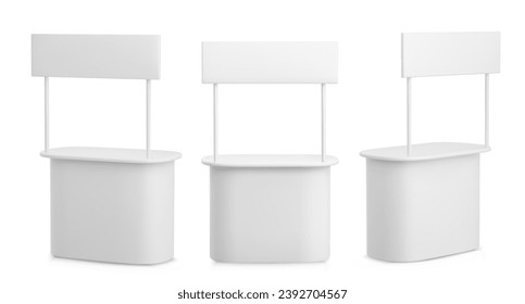 Vector realistic marketing rack or promotional stand exhibition or booth stand desk business